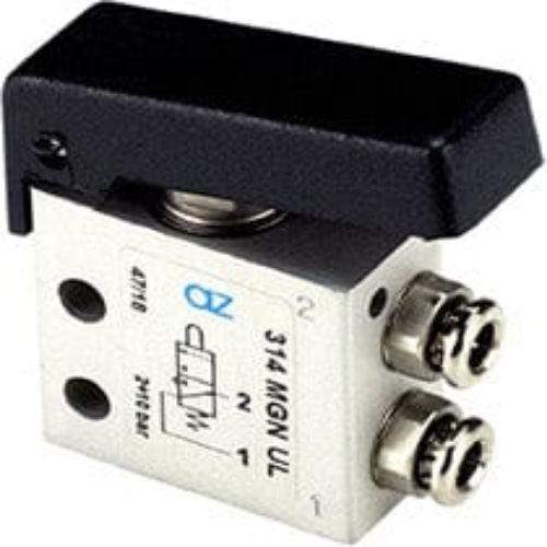 AZ PNEUMATICA Micro and Mechanical Valves 08.251.4 (314 MGN UL) : AZ Pneumatica 3/2 NO, push-in fitting for tubing ø4 (ports on the side),pushbuttons Black