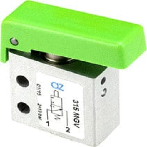 AZ PNEUMATICA Micro and Mechanical Valves 08.254.4 (315 MGV) : AZ Pneumatica 3/2 NO, threaded ports M5,pushbuttons Green