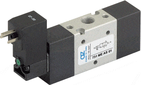 AZ Pneumatica Solenoid Valves 05.022.4 (731 ME AS 02): AZ Pneumatica 18 mm in-line  3/2 1/8" Solenoid Pilot 24V 50/60Hz with separate air supply, Spring return