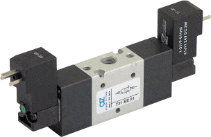 AZ Pneumatica Solenoid Valves 05.028.4 (731 EE 03): AZ Pneumatica 18 mm in-line  3/2 1/8" Dual Solenoid Pilot 110V 50/60Hz
