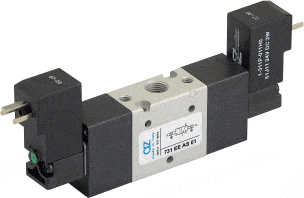 AZ Pneumatica Solenoid Valves 05.033.4 (731 EE AS 03): AZ Pneumatica 18 mm in-line  3/2 1/8" Dual Solenoid Pilot 110V 50/60Hz with separate air supply