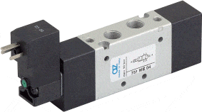 AZ Pneumatica Solenoid Valves 05.043.4 (751 ME 03): AZ Pneumatica 18 mm in-line  5/2 1/8" Solenoid Pilot 110V 50/60Hz, Spring return
