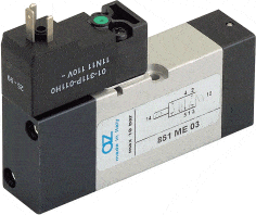 AZ Pneumatica Solenoid Valves 05.072.4 (851 ME 00): AZ Pneumatica VDMA 18 mm 5/2 Solenoid Pilot 12V DC, Spring return