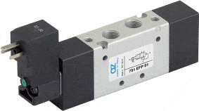 AZ Pneumatica Solenoid Valves 05.095.4 (751 EFP 00): AZ Pneumatica 18 mm in-line  5/2 1/8" Solenoid Pilot 12V DC, Spring return pneumatic
