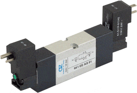 AZ Pneumatica Solenoid Valves 05.106.4 (851 EE AS 01): AZ Pneumatica VDMA 18 mm 5/2 Dual Solenoid Pilot 24V DC with separate air supply