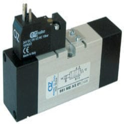 AZ Pneumatica Solenoid Valves 05.185.4 (951 ME AS 02): AZ Pneumatica VDMA 25 mm 5/2 Solenoid Pilot 24V 50/60Hz with separate air supply, Spring return