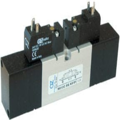 AZ Pneumatica Solenoid Valves 05.211.4 (9513P EE AS 01): AZ Pneumatica VDMA 25 mm 5/3 pressurized centres, Dual Solenoid Pilot 24V DC with separate air supply