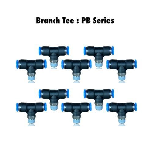 Pneumatics-pro Branch Tee PB 8-04 : Pneumatics-pro Push-in Branch Tee Fittings Tube Size 8mm x Thread Size 1/2R (BSPT) PB8-04 (BAG OF 10 PCS.)
