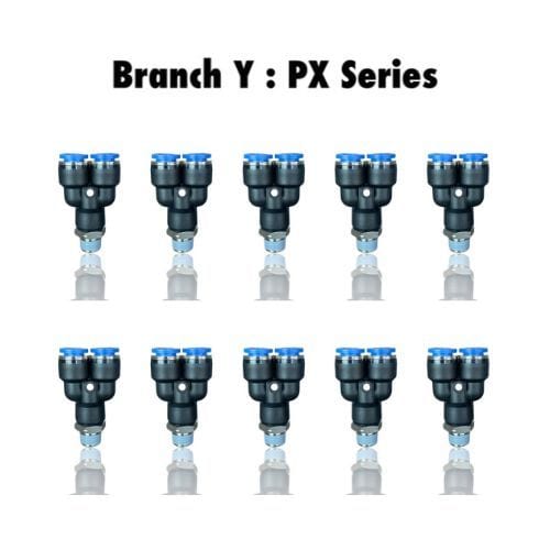 Pneumatics-pro Branch Y PX 1/2-N03 : Pneumatics-pro Push-in Branch Y Fittings Tube Size 1/2" x Thread Size 3/8NPT PX1/2-N03 (BAG OF 10 PCS.)