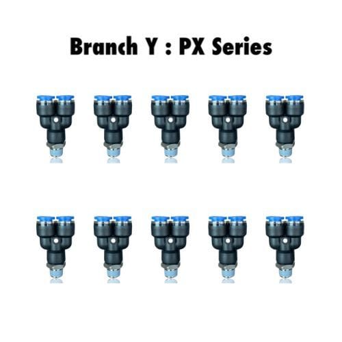 Pneumatics-pro Branch Y PX 4-M5 : Pneumatics-pro Push-in Branch Y Fittings Tube Size 4mm x Thread Size M5 PX4-M5 (BAG OF 10 PCS.)
