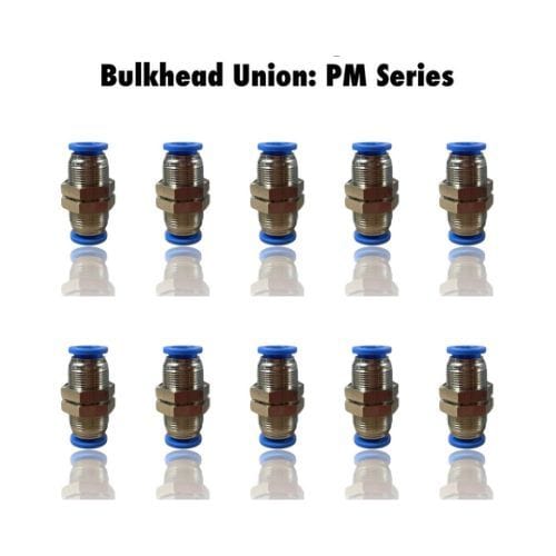 Pneumatics-pro Bulkhead Union PM 1/4 : Pneumatics-pro Push-in Bulkhead Union Fittings Tube Size 1/4"  PM1/4 (BAG OF 10 PCS.)