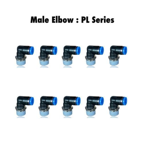 Pneumatics-pro Male Elbow PL 06-N01 : Pneumatics-pro Male Elbow Fittings Tube Size 6mm x Thread Size 1/8NPT PL06-N01 (BAG OF 10 PCS.)