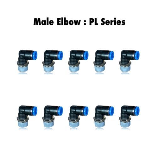 Pneumatics-pro Male Elbow PL 1/4-M6 : Pneumatics-pro Push-in Male Elbow Fittings Tube Size 1/4" x Thread Size M6 PL1/4-M6 (BAG OF 10 PCS.)