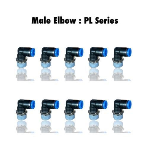 Pneumatics-pro Male Elbow PL 4-M5 : Pneumatics-pro Push-in Male Elbow Fittings Tube Size 4mm x Thread Size M5 PL4-M5 (BAG OF 10 PCS.)