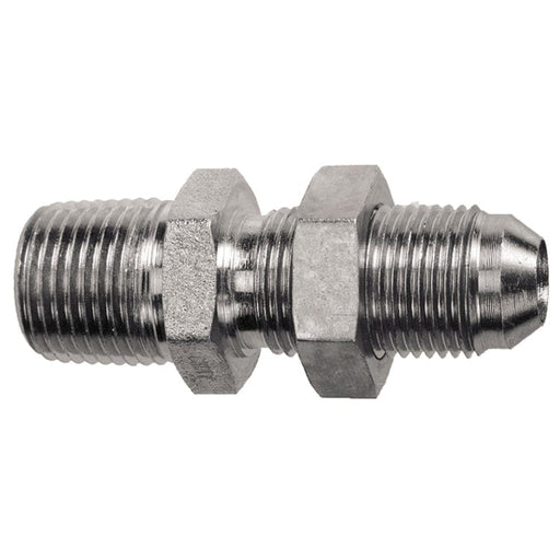 PNEUMATICS-PRO Male JIC 37Deg. Flare 1-1/4" MALE PIPE (NPTF) TO 1-5/8-12 MALE JIC 37° FLARE BULKHEAD CONNECTOR