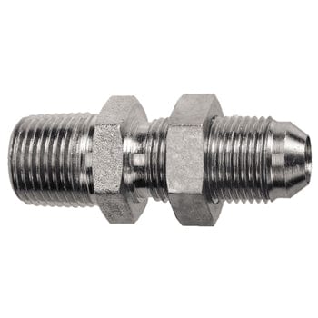 PNEUMATICS-PRO Male JIC 37Deg. Flare 1/2" MALE PIPE (NPTF) TO 3/4-16 MALE JIC 37° FLARE BULKHEAD CONNECTOR