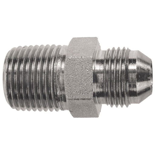 PNEUMATICS-PRO Male JIC 37Deg. Flare 1/2" TYPE 316 STAINLESS STEEL MALE PIPE (NPTF) TO 3/4-16 MALE JIC 37° FLARE CONNECTOR