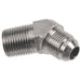 PNEUMATICS -PRO Male JIC 37Deg. Flare 1/4" MALE PIPE (NPTF) TO 7/16-20 MALE JIC 37° FLARE 45° ELBOW