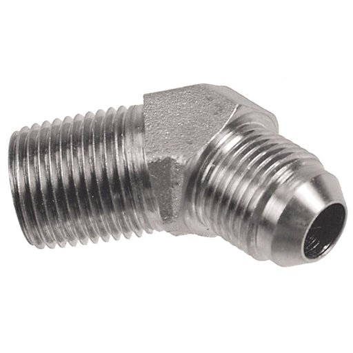 PNEUMATICS-PRO Male JIC 37Deg.Flare 1/8" MALE PIPE (NPTF) TO 7/16-20 MALE JIC 37° FLARE 45° ELBOW