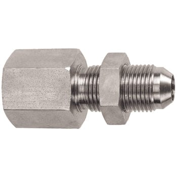 PNEUMATICS -PRO Male JIC 37Deg. Flare 3/4" FEMALE PIPE (NPTF) TO 1-1/16-12 MALE JIC 37° FLARE BULKHEAD CONNECTOR