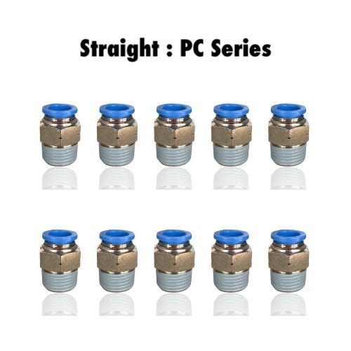Pneumatics-pro Male Straight PC 1/2-N02 : Pneumatics-pro Push-in Male Straight Fittings Tube Size 1/2" x Thread Size 1/4NPT PC1/2-N02 (BAG OF 10 PCS.)