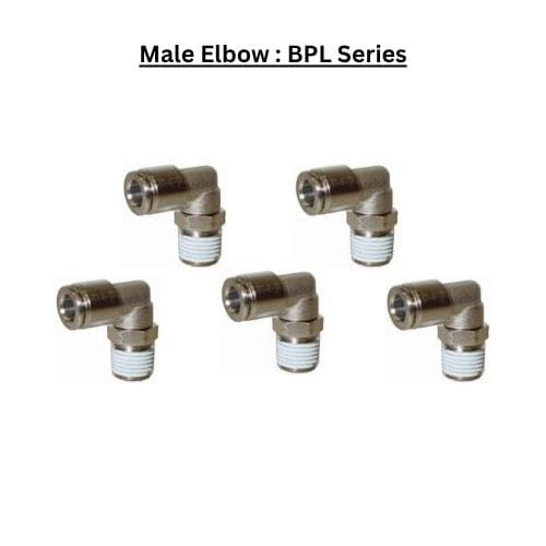 Pneumatics-pro Metal Push-in Fittings BPL04-02 : Male Elbow Metal Push-in Fitting (BAG OF 5 PCS.)