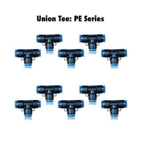 Pneumatics-pro Reducer Tee PE 3/8-1/4 : Pneumatics-pro Push-in Reducer Tee Fittings Tube Size 3/8-1/4"  PE3/8-1/4 (BAG OF 10 PCS.)