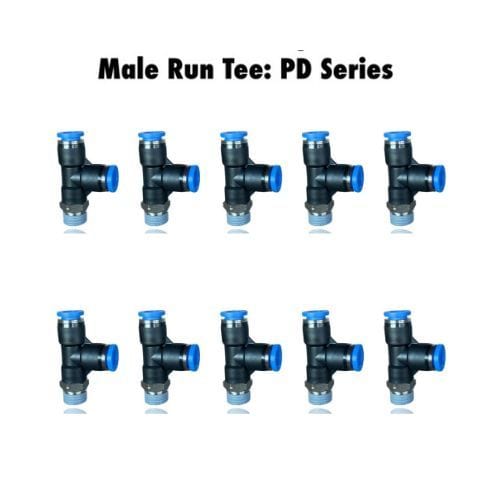 Pneumatics-pro Run Tee PD 1/4-N02 : Pneumatics-pro Push-in Run Tee Fittings Tube Size 1/4" x Thread Size 1/4NPT PD1/4-N02 (BAG OF 10 PCS.)