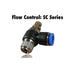 Pneumatics-pro SC Flow Control SC 1/4-N03 : Pneumatics-pro Elbow Flow Control 90 Deg. Right Angle Flow Control Fitting Tube Size 1/4" x Thread Size 3/8NPT SC1/4-N03