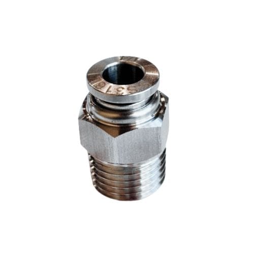 PNEUMATICS-PRO SS316L Fittings Stainless steel 316L 1/2" Tube x 1/2 NPT Male Straight  Push-in Fitting (SPC1/2-N03)