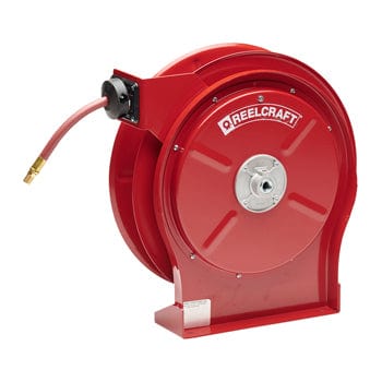 Pneumatics-pro Swivel Joint REELCRAFT COMPACT PREMIUM DUTY RETRACTABLE HOSE REEL FOR 3/8" LOW PRESSURE AIR OR WATER HOSE UP TO 300 PSI C/W 3/8" X 50 FT HOSE ASSEMBLY & BUMPER STOP