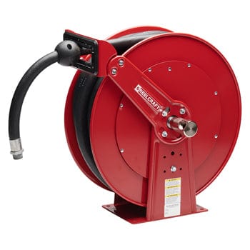 Pneumatics-pro Swivel Joint REELCRAFT ULTIMATE DUTY RETRACTABLE HOSE REEL FOR 1" LOW PRESSURE FUEL HOSE UP TO 50 PSI C/W 1" X 50 FT HOSE ASSEMBLY & BUMPER STOP