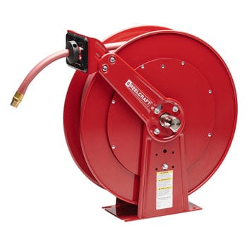 Pneumatics-pro Swivel Joint REELCRAFT ULTIMATE DUTY RETRACTABLE HOSE REEL FOR 3/4" LOW PRESSURE AIR OR WATER HOSE UP TO 250 PSI C/W 3/4" X 50 FT HOSE ASSEMBLY & BUMPER STOP