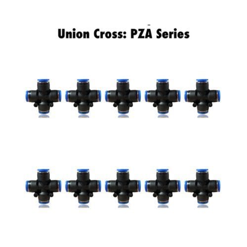 Pneumatics-pro Union Cross PZA 1/4 : Pneumatics-pro Push-in Union Cross Fittings Tube Size 1/4"  PZA1/4 (BAG OF 10 PCS.)