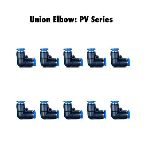 Pneumatics-pro Union Elbow PV 1/2 : Pneumatics-pro Push-in Union Elbow Fittings Tube Size 1/2"  PV1/2 (BAG OF 10 PCS.)