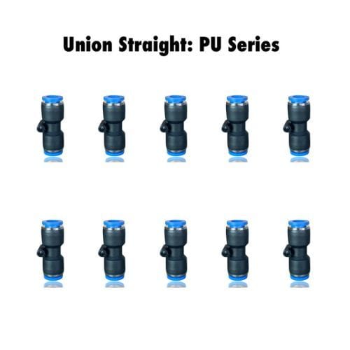 Pneumatics-pro Union Straight PU 1/8 : Pneumatics-pro Push-in Union Straight Fittings Tube Size 1/8"  PU1/8 (BAG OF 10 PCS.)