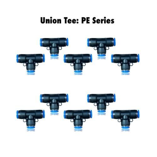 Pneumatics-pro Union Tee PE 12 : Pneumatics-pro Push-in Union Tee Fittings Tube Size 12mm  PE12 (BAG OF 10 PCS.)