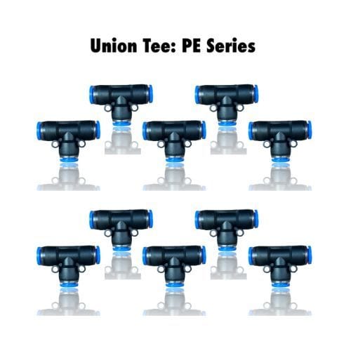 Pneumatics-pro Union Tee PE 5/32 : Pneumatics-pro Push-in Union Tee Fittings Tube Size 5/32"  PE5/32 (BAG OF 10 PCS.)