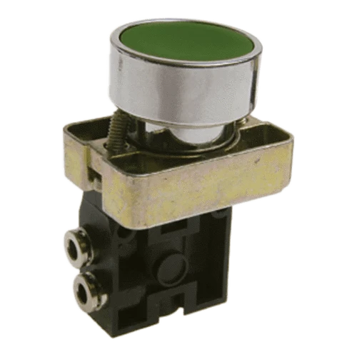 PNEUMAX 104.22.6.22/3.LC : PNEUMAX Manually actuated pneumatic valve, Push-in connector 4mm air port, Green push button actuated valve, Spring return, 2/2, Lateral connections, Normally closed