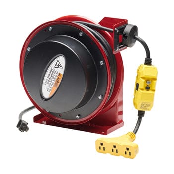 Reelcraft L4545-123-9G : REELCRAFT L4545-123-9G 15 AMP X 45 FT NEMA 5-15R TRIPLE TAP POWER CORD REEL C/W GFCI PROTECTION