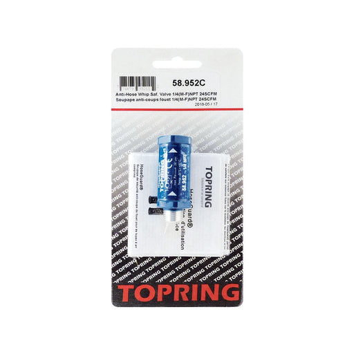TOPRING 58.952C : Topring Anti-Hose Whip Saf. Valve 1/4(M-F)NPT 24SCFM