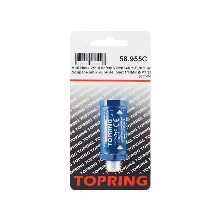 TOPRING 58.955C : Topring Anti-Hose Whip Saf. Valve 1/4(M-F)NPT 32SCFM