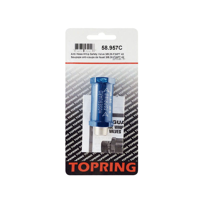 TOPRING 58.957C : Topring Anti-Hose Whip Saf. Valve 3/8(M-F)NPT 33SCFM