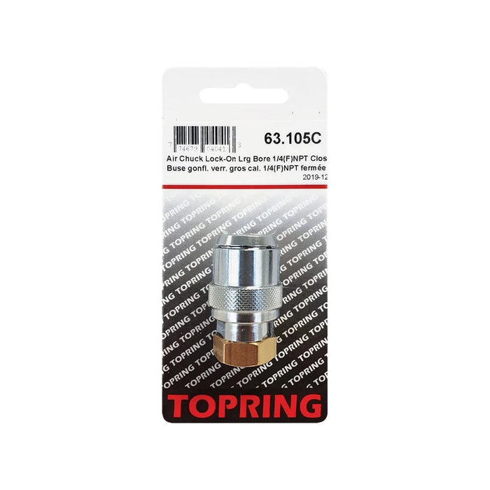TOPRING 63.105C : Topring Air Chuck Lock-On Lrg Bore 1/4(F)NPT Closed