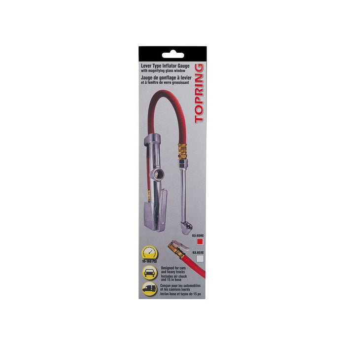 TOPRING 63.658C : Topring Inflator Gauge Glass/Dual Foot Sw. 15" 10-160PSI