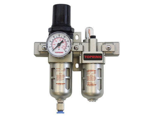 TOPRING Air Preparation Airflo FRLs 51.220 : TOPRING AIRFLO 200 FILTER/REGULATOR+LUBRICATOR (GAUGE INCLUDED) 1/4 SEMI-AUTO