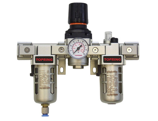 TOPRING Air Preparation Airflo FRLs 51.315 : TOPRING AIRFLO 300 FILTER + REGULATOR + LUBRICATOR (GAUGE INCLUDED) 3/8 SEMI-AUTO