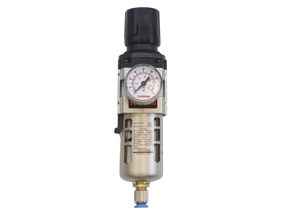 TOPRING Air Preparation Airflo FRLs 51.350 : TOPRING AIRFLO 300 FILTER/REGULATOR (GAUGE INCLUDED) 1/4 SEMI-AUTO