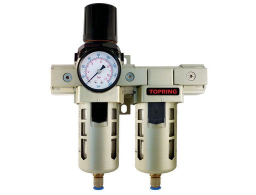 TOPRING Air Preparation Airflo FRLs 51.397 : TOPRING FILTER/REGULATOR + COALESCING FILTER 3/8 INCH SEMI-AUTOMATIC WITH STANDARD BOWL - AIRFLO 400