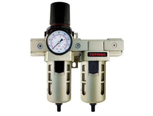 TOPRING Air Preparation Airflo FRLs 51.398 : TOPRING FILTER/REGULATOR + COALESCING FILTER 3/8 INCH AUTOMATIC WITH STANDARD BOWL - AIRFLO 400